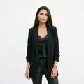 Martina women's blazer, black, notched lapels, long sleeves, open front with pockets