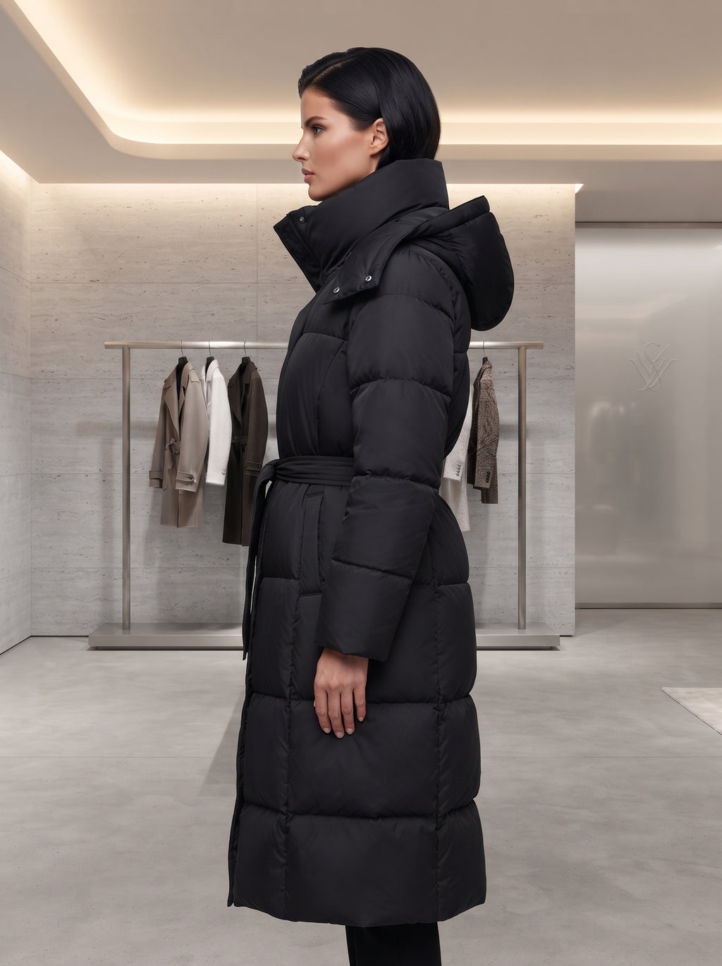 Women’s Maxi Long Puffer Coat with Belt