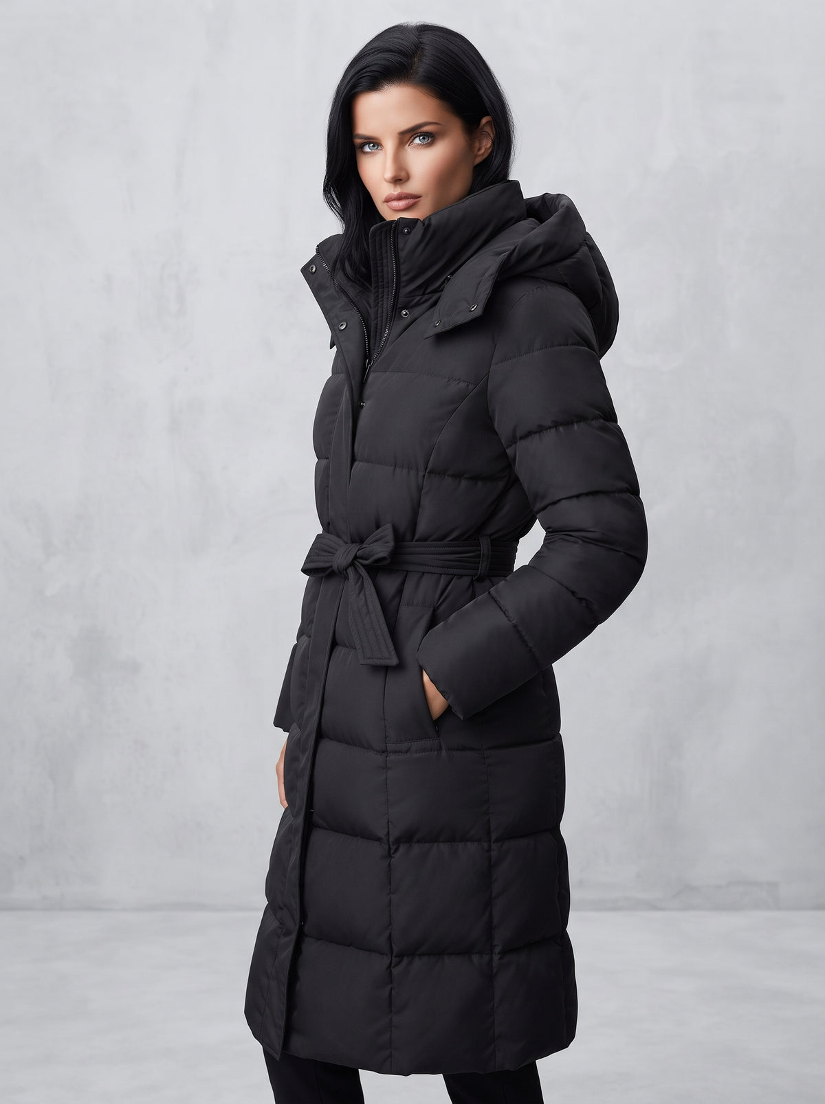 Women’s Maxi Long Puffer Coat with Belt