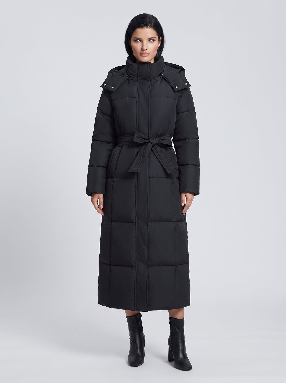 Women’s Maxi Long Puffer Coat with Belt