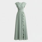 Elegant V Neck Ruffle Maxi Dress for Weddings and Special Occasions