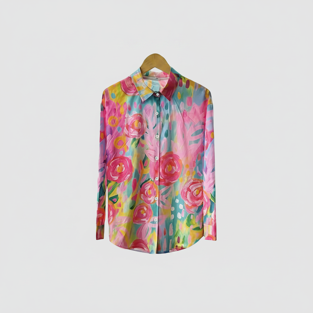 Alvea | Printed Floral Button-Up Shirt Women Loose Fit