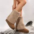 Women’s tall-shaft platform boots, beige faux-fur upper and chunky sole.