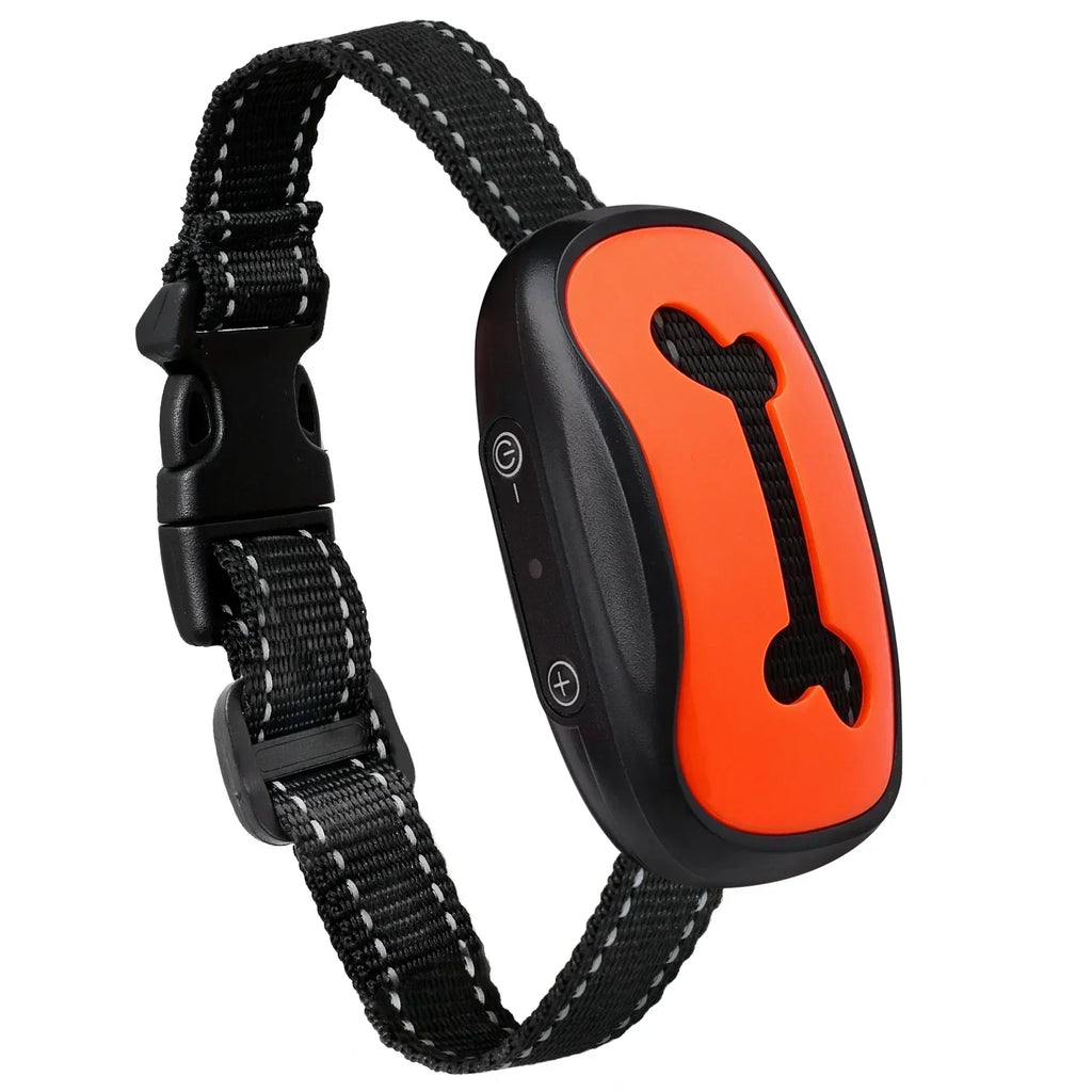 USB rechargeable anti-barking training collar with orange ultrasonic/vibration device
