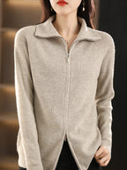 Women's Cardigan With Double Zipper And Soft Knit Warmth | Celeste