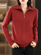 Women's Cardigan With Double Zipper And Soft Knit Warmth | Celeste