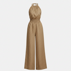 Lightweight Halter Wide Leg Jumpsuit for Summer and Holidays