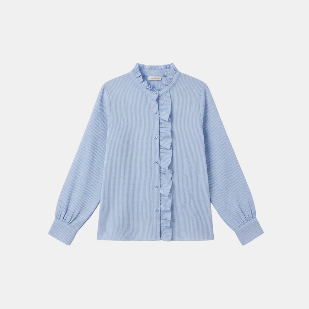 Women's Ruffled Button Front Work Blouse for Office and Casual Wear