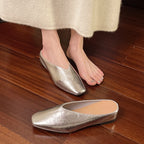 Women's slip-on flats with supportive sole in silver