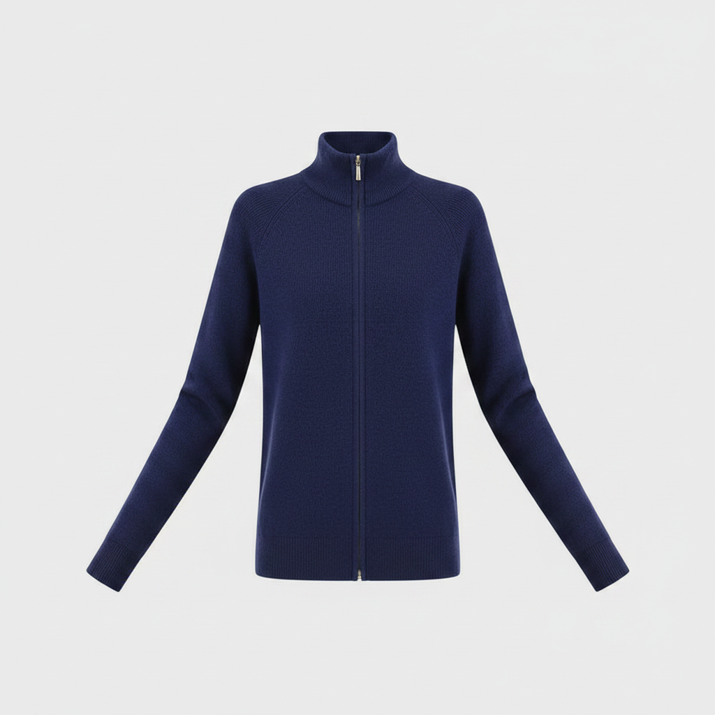Women's Cardigan With Double Zipper And Soft Knit Warmth | Celeste