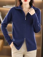 Women's Cardigan With Double Zipper And Soft Knit Warmth | Celeste