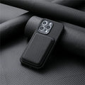 TitanWallet MagSafe phone wallet case, dark gray textured fabric with front card pocket