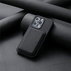 TitanWallet MagSafe phone wallet case, dark gray textured fabric with front card pocket