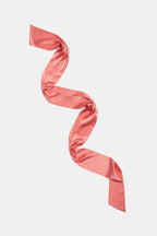 Coral pink satin long scarf with twisted center and pointed ends