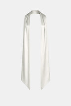Women's satin neck scarf in ivory with long drape and pointed ends