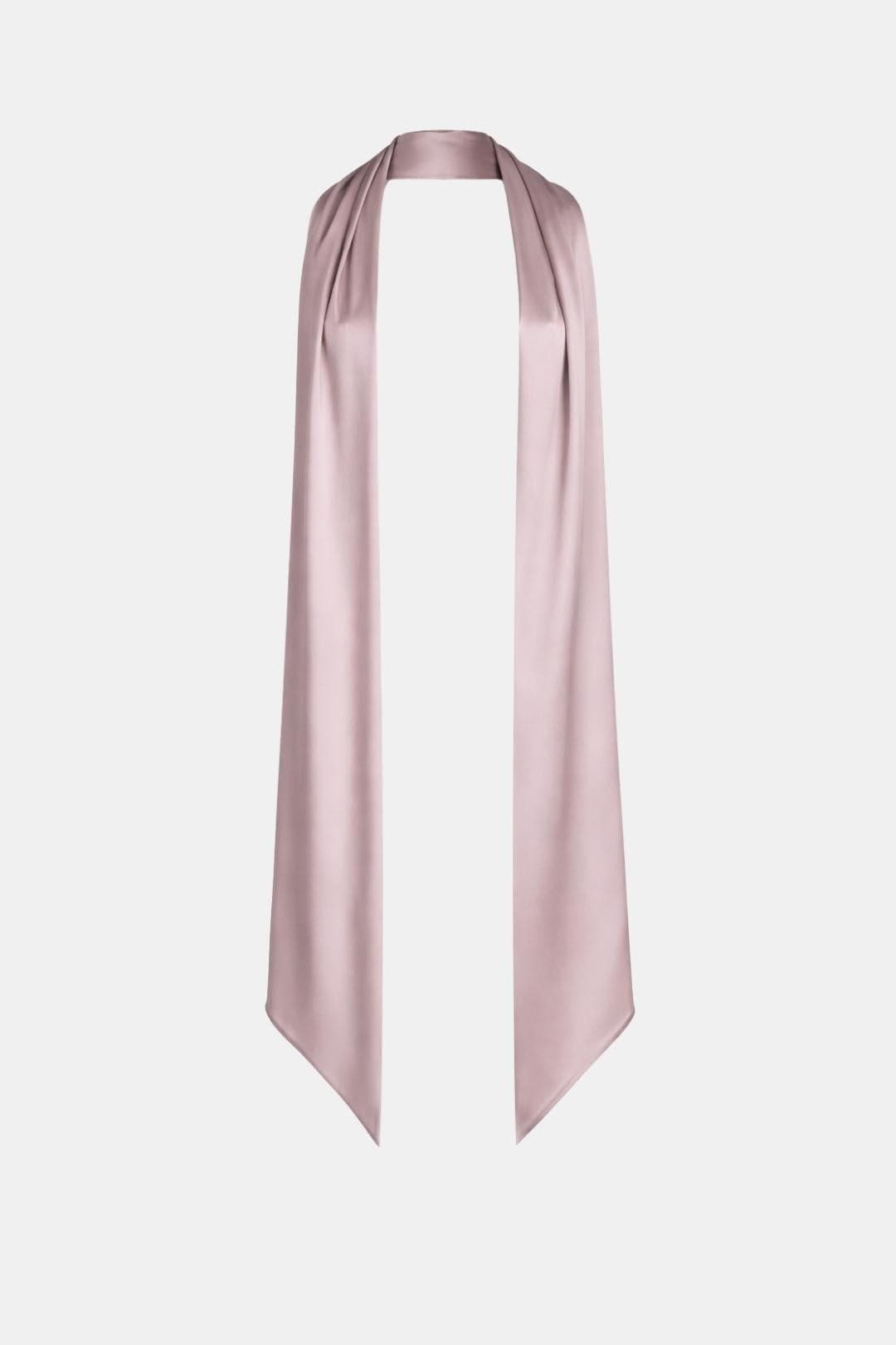 Women's satin neck scarf in blush pink with long drape and pointed ends