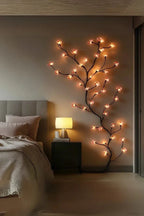 LED cherry blossom vine wall art with warm glowing lights and branching tree shape