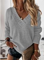 Women's Knit Sweater Oversized Soft Knit | Elegant V-Neck Casual Top