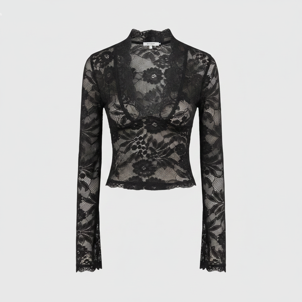 Deep V Lace Crop Top for Parties and Evening Wear