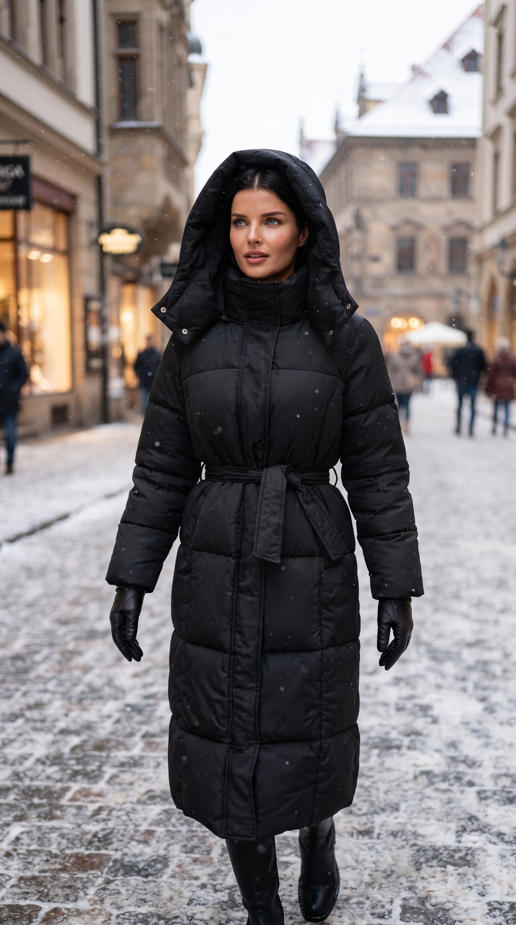 Women’s Maxi Long Puffer Coat with Belt