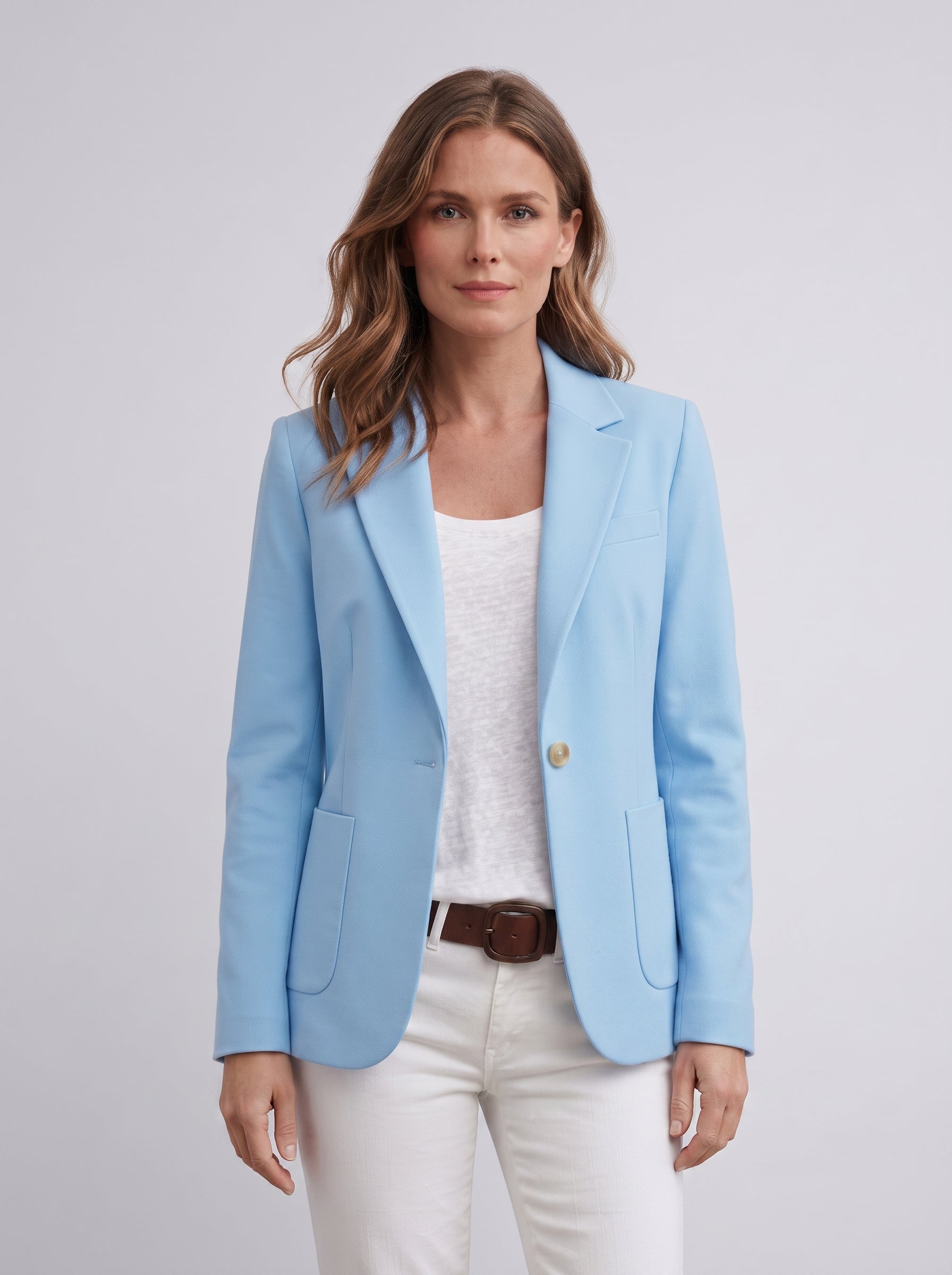 Women’s Single-Button Slim-Fit Blazer - Notched Lapel Casual Work Jacket