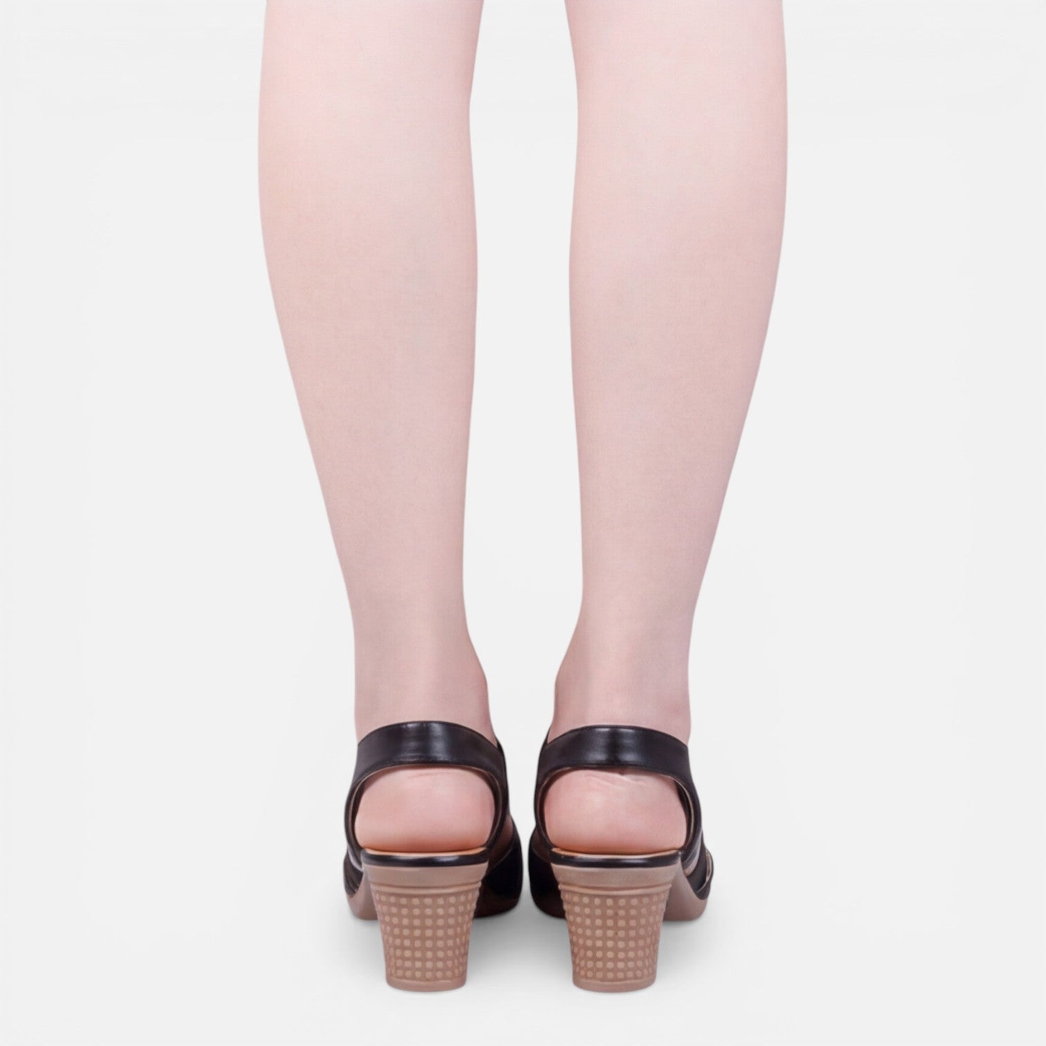 Women’s black block-heel sandals with crisscross straps and open toe