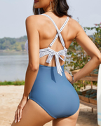 Twist Front Ruched One Piece Swimsuit for Women