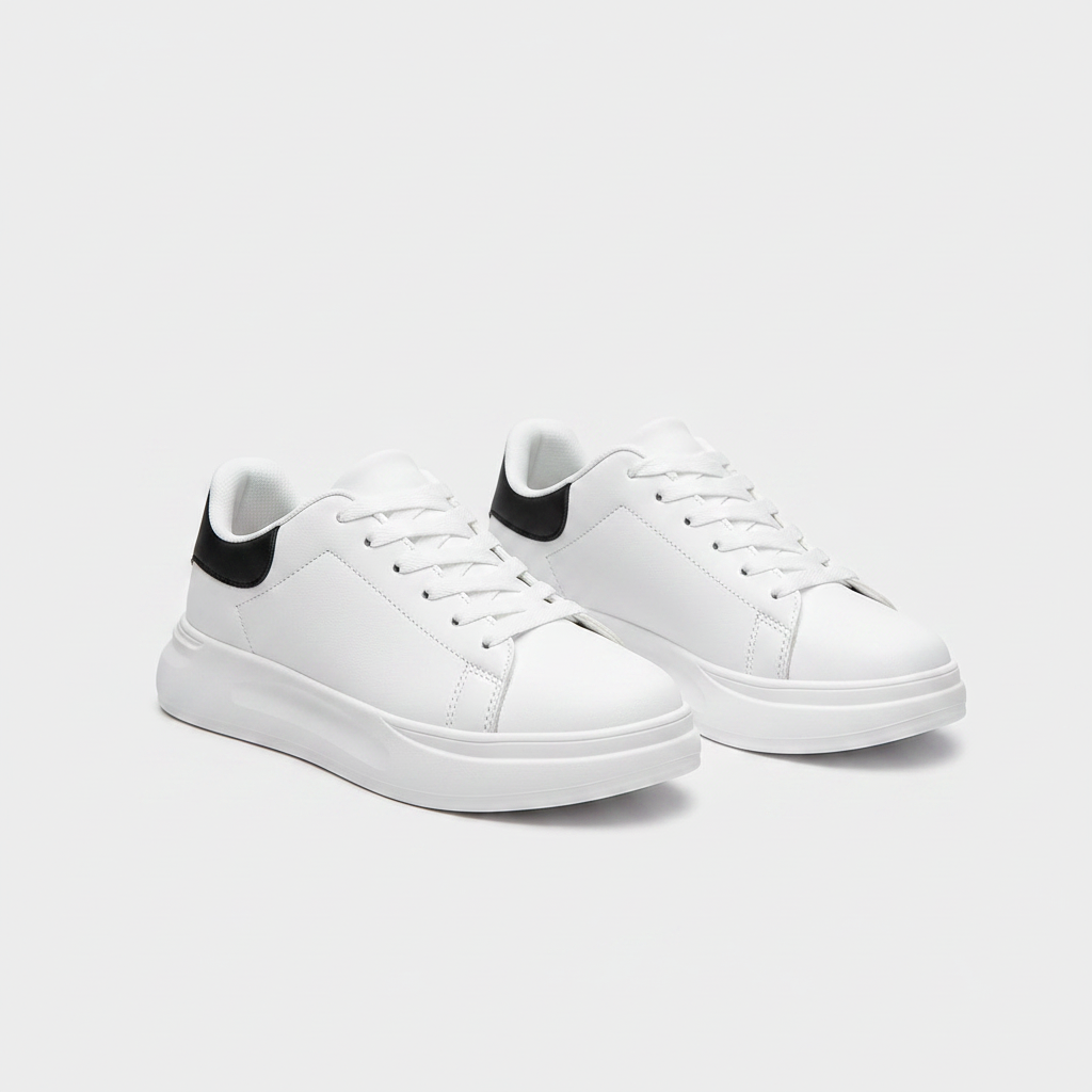 Women's White Lace Up Trainers with Cushioned Sole