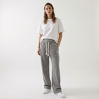 Unisex baggy joggers in gray with adjustable drawstring waist and side pockets