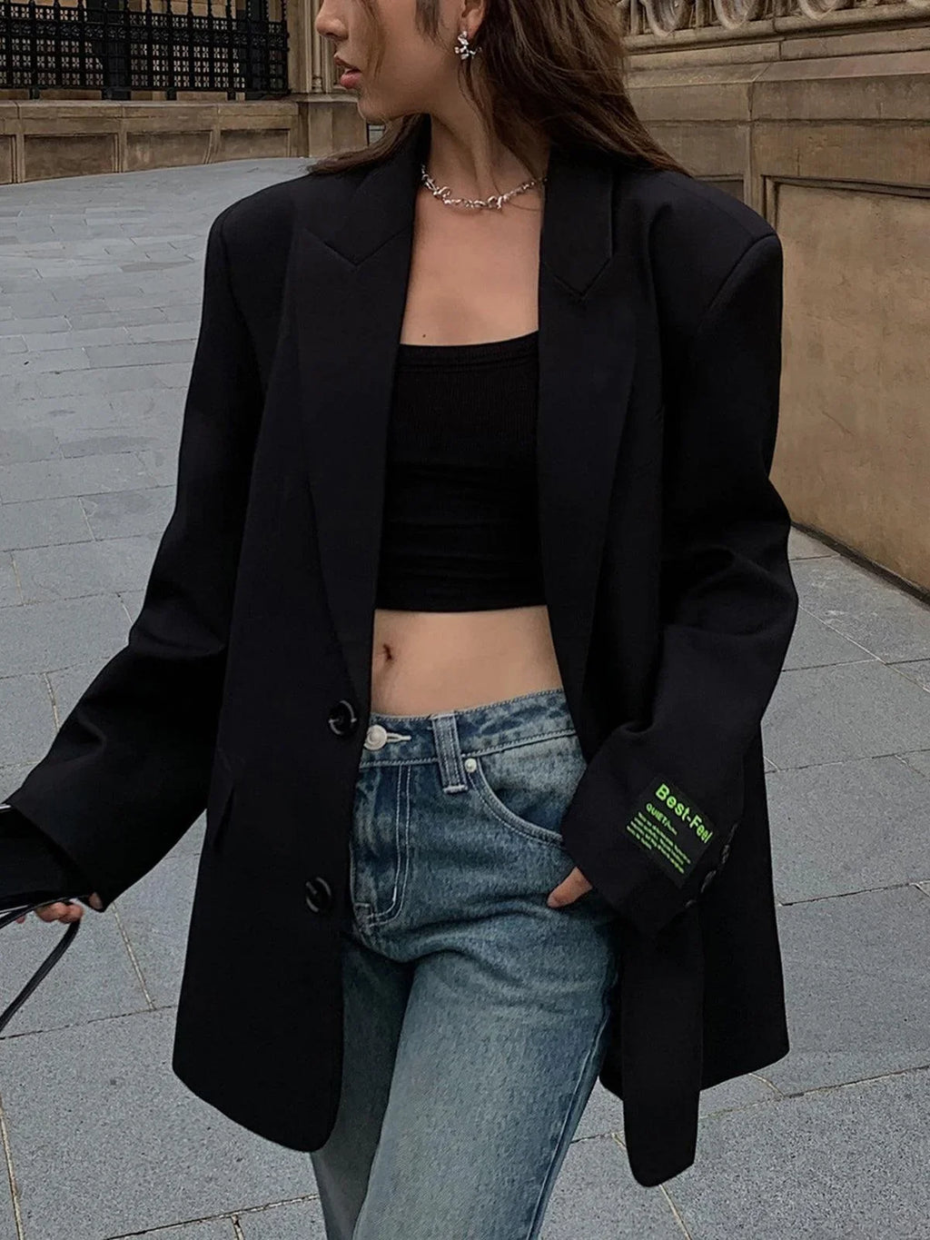 Women’s Oversized Blazer - Casual Loose Fit Workwear Suit Jacket