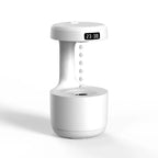 White air humidifier diffuser with round base and top digital screen