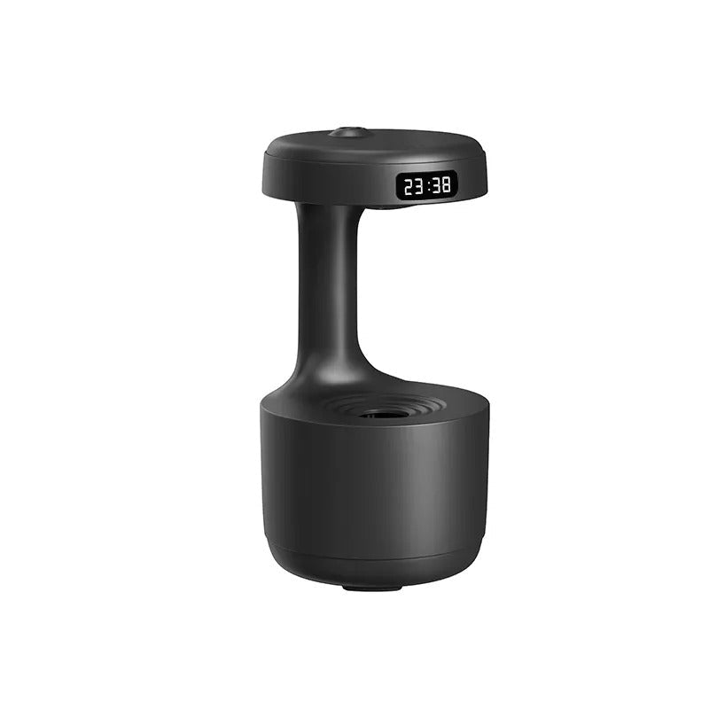 Black air humidifier diffuser with digital display and circular mist vent