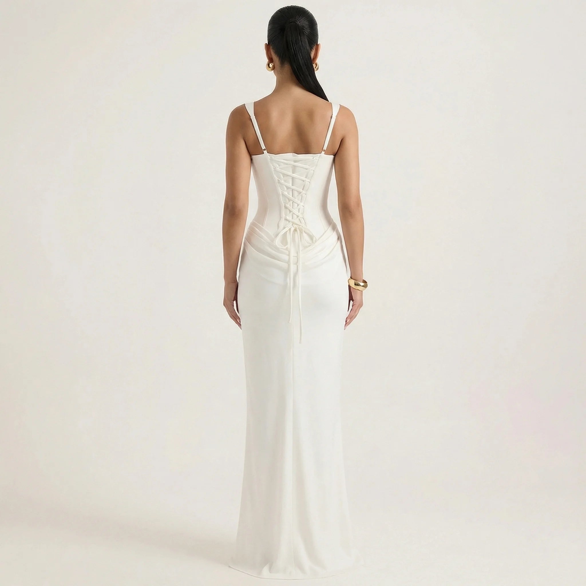 Women’s Elegant White Maxi Dress – Slim Fit Sleeveless Formal Evening Gown