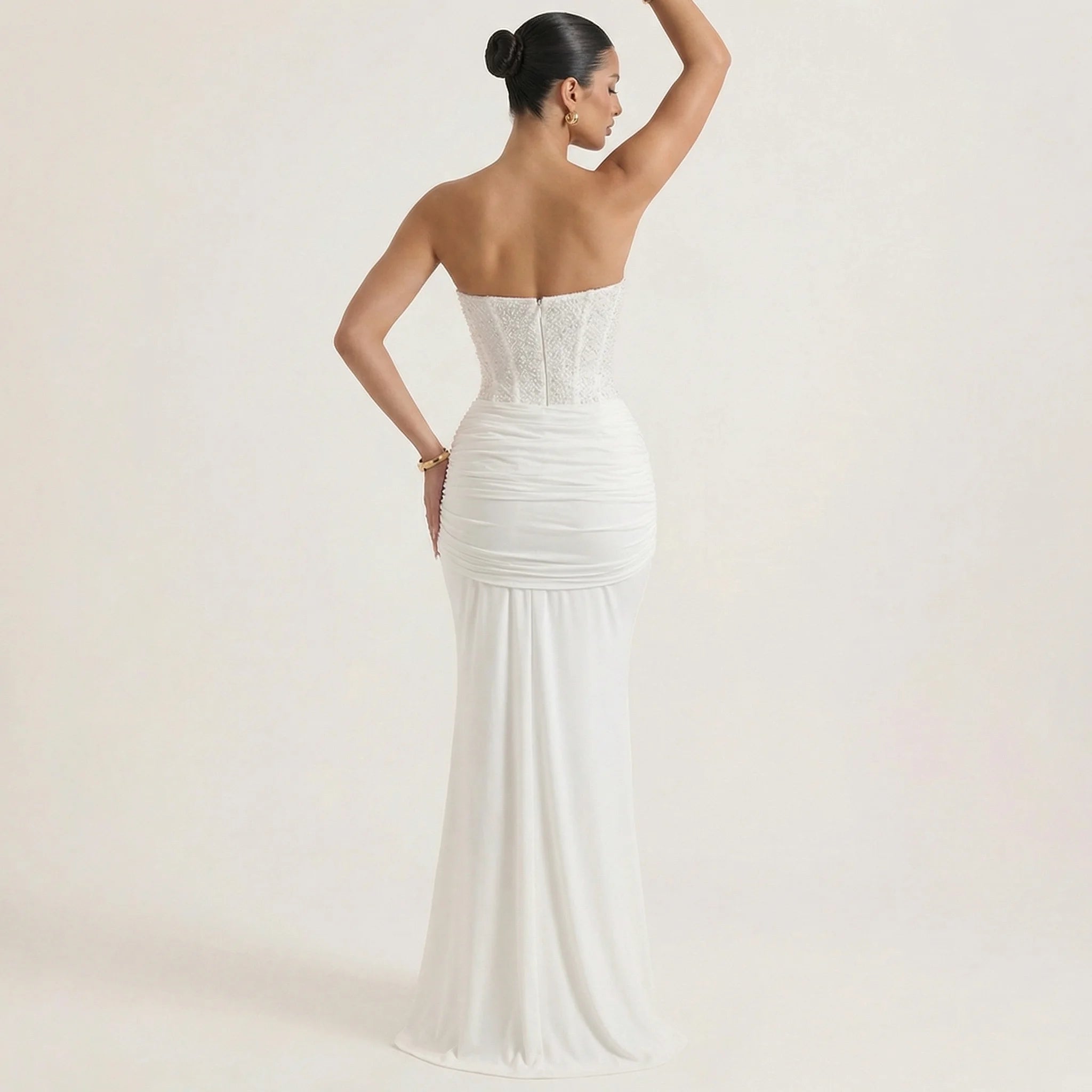 Women’s Luxury Strapless Evening Gown – Elegant Slim Fit Sequin Maxi Dress