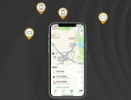 GPS tracker app on smartphone showing a location map and saved items list