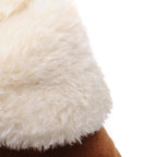 Women's ankle platform boots cream shearling cuff detail on tan suede