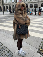 Women’s Long Hooded Puffer Coat - Brown Fleece-Lined Winter Parka Jacket