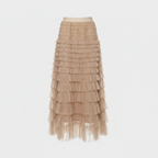 Tiered Tulle Maxi Skirt with Elastic Waist and Flowing Fit