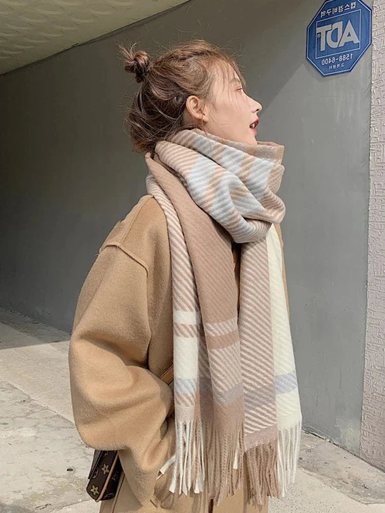 Chic Winter Scarf With Vintage Plaid Pattern For Women - Nalani - UK Fashion Clothing and Decor