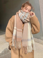 Chic Winter Scarf With Vintage Plaid Pattern For Women - Nalani - UK Fashion Clothing and Decor
