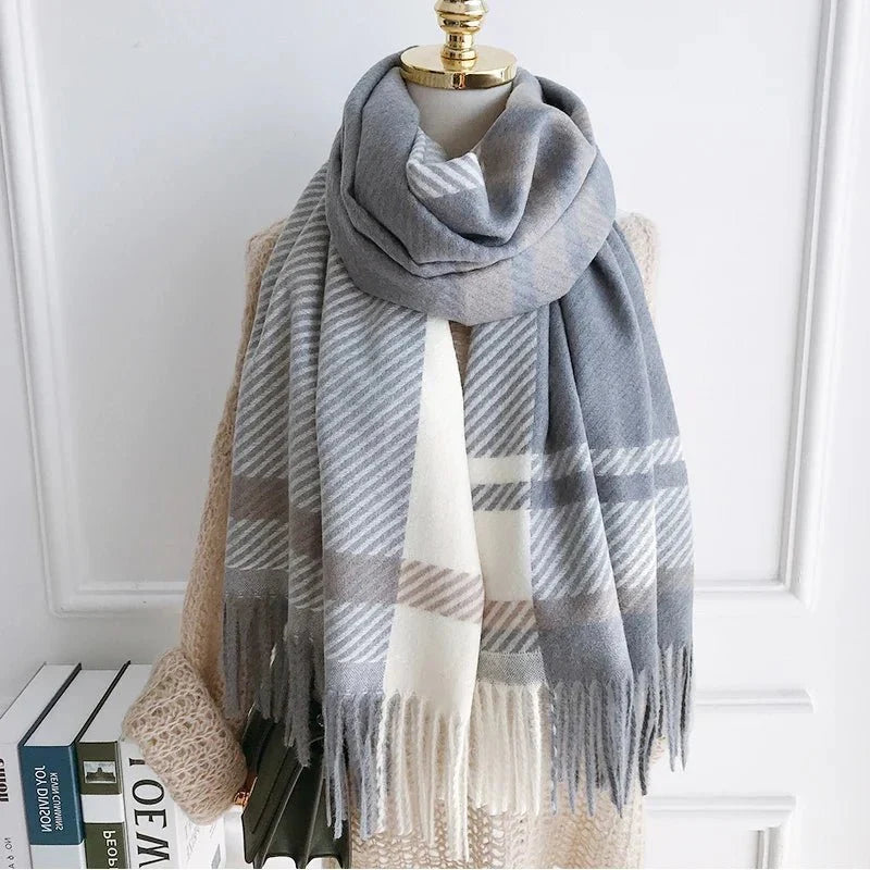 Chic Winter Scarf With Vintage Plaid Pattern For Women - Nalani - UK Fashion Clothing and Decor