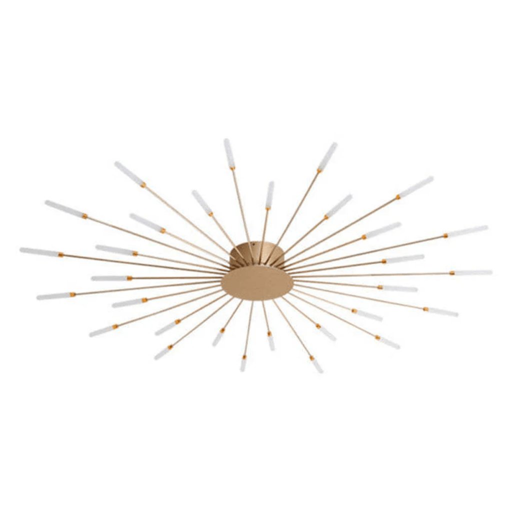 Flush-mount LED ceiling lamp with gold center and slim light bars