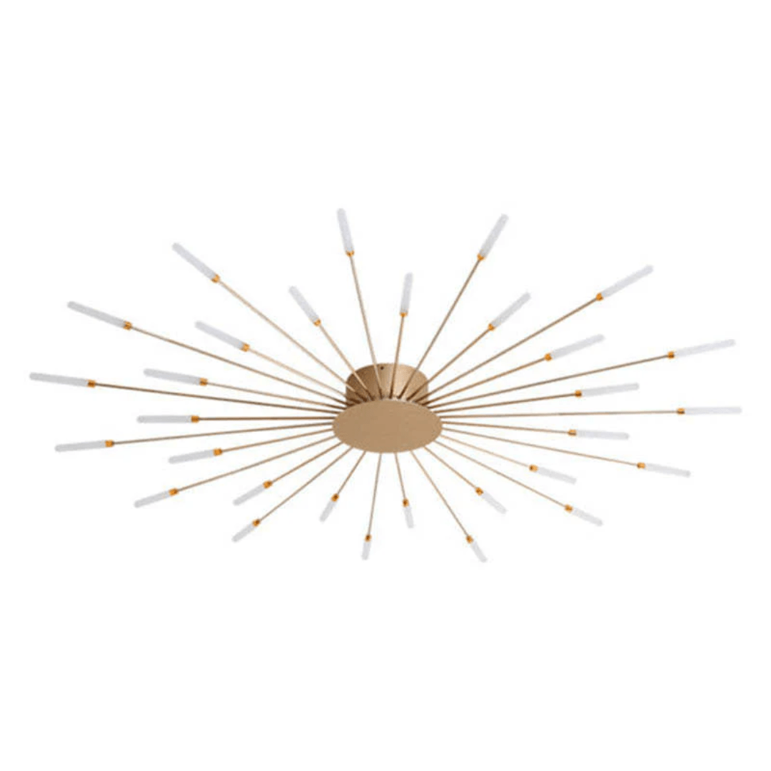 Flush-mount LED ceiling lamp with gold center and slim light bars