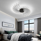 Flush-mount LED ceiling lamp with black center and radiating slim light bars