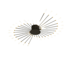 Flush-mount LED ceiling lamp with black center and radiating slim light bars