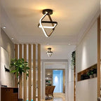 Double ring LED ceiling flush mount lamp with black outer frame and white light rings