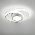 White flush-mount LED ceiling lamp with circular double-ring design