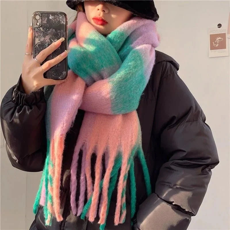 Thick Colorful Cashmere Wool Scarf for Warm Winter Days - Nalani - UK Fashion Clothing and Decor