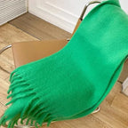 Thick Warm Cashmere Scarf With Long Fringes For Winter - Nalani - UK Fashion Clothing and Decor