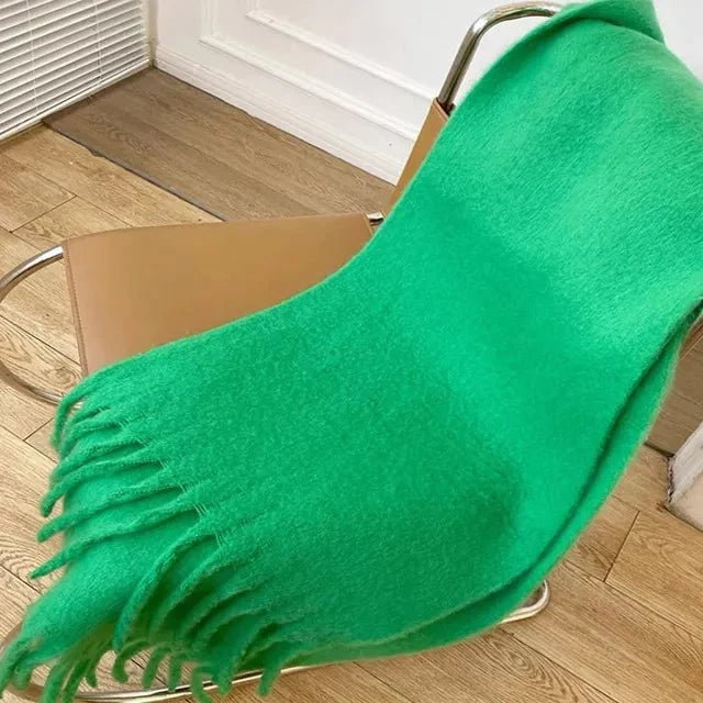 Thick Warm Cashmere Scarf With Long Fringes For Winter - Nalani - UK Fashion Clothing and Decor